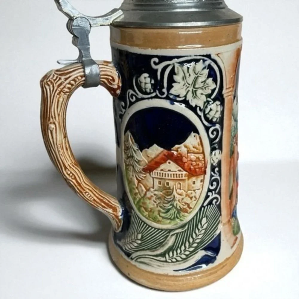VTG Beer Stein With‎ Lid Made In Western Germany Hunter Date 9